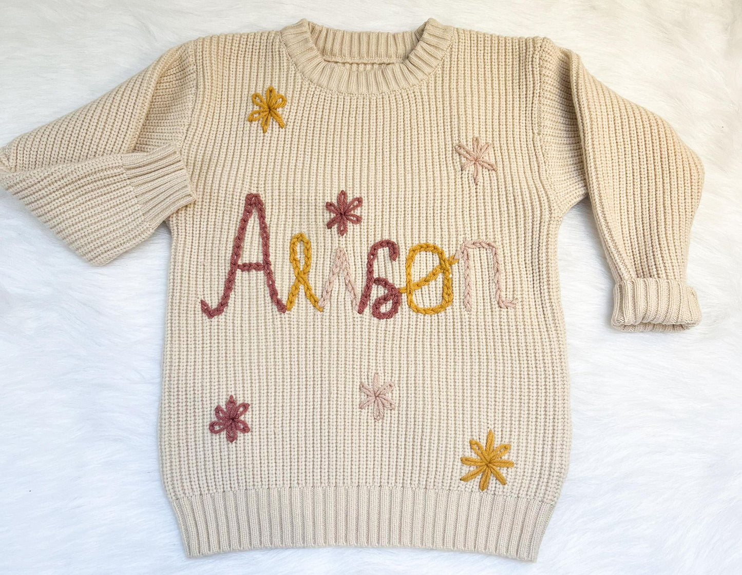 Personalized " Baby Name Sweater" Message me ON Facebook for details and color options!!