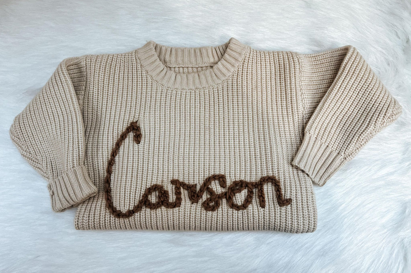 Personalized " Baby Name Sweater" Message me ON Facebook for details and color options!!