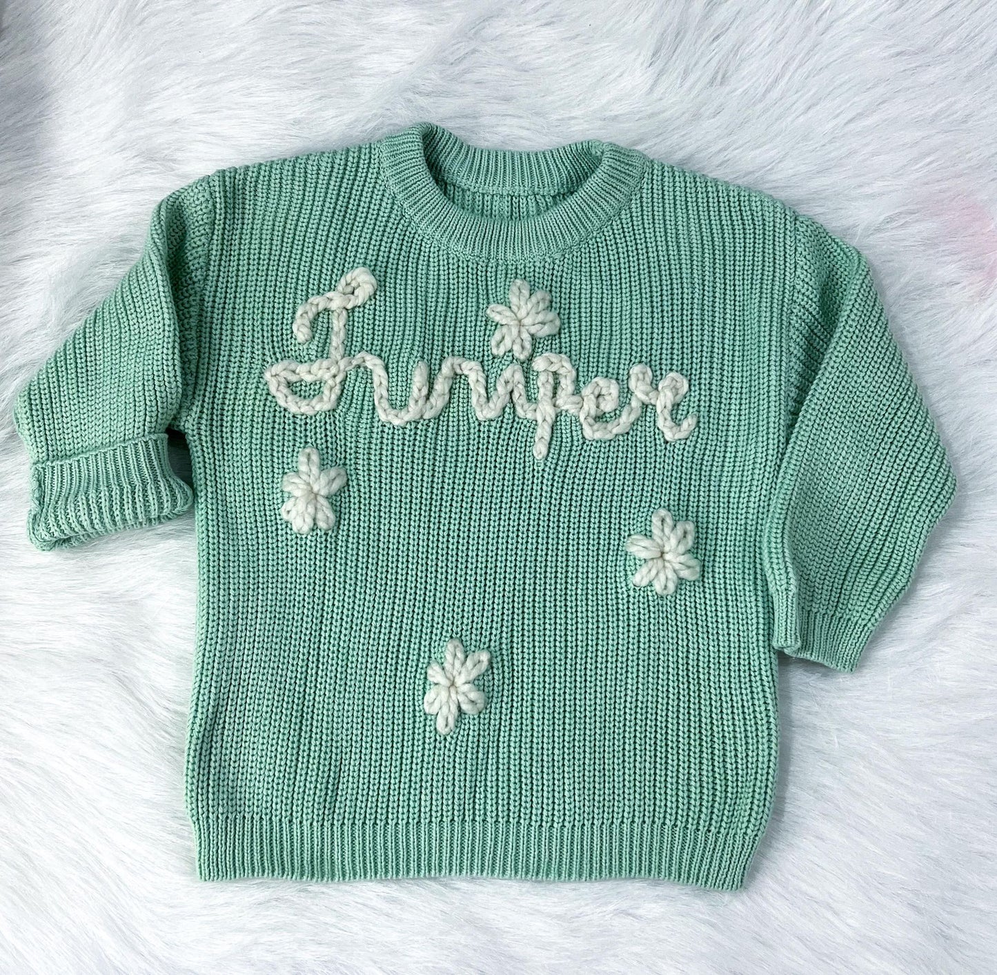 Personalized " Baby Name Sweater" Message me ON Facebook for details and color options!!