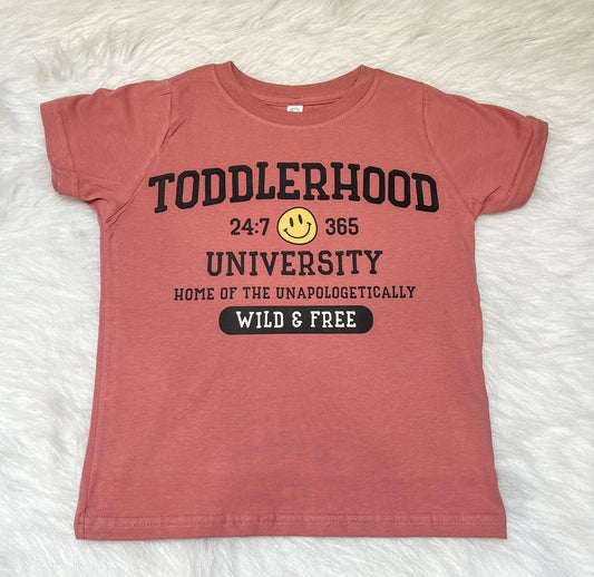 "ToddlerHood University"  Mauve PINK  T-Shirt