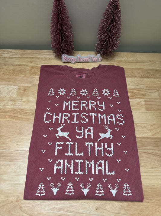 “Merry Christmas ya Filthy Animal” Comfort Color T-Shirt